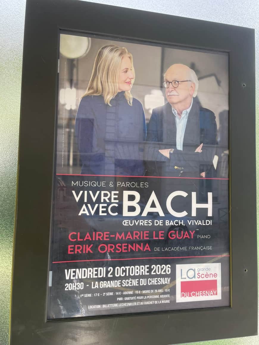 Affiche du spectacle Vivre avec Bach avec Claire-Marie Le Guay et Erik Orsenna